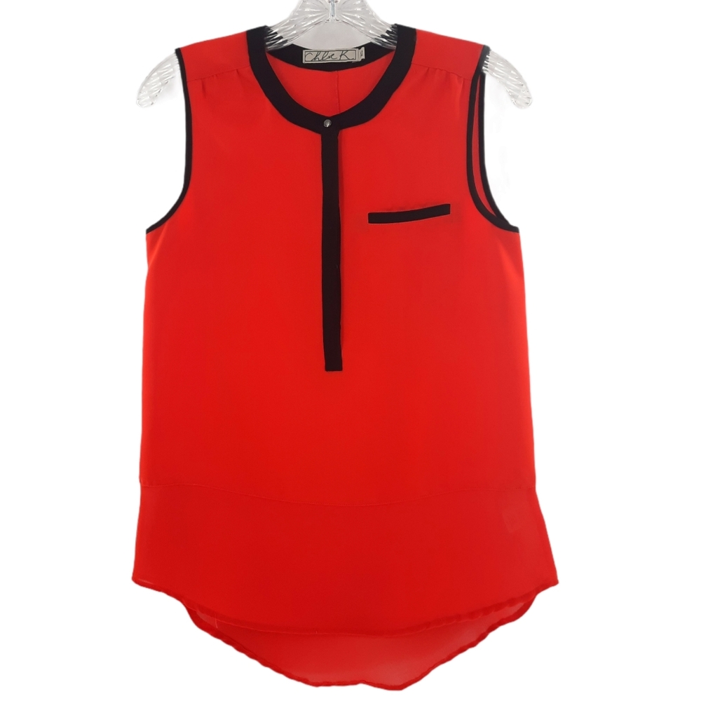 Chloe K Women Red Orange Sleeveless Blouse XS
